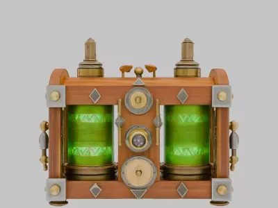 Steampunk Style Mechanical Texture Low-poly 3D model