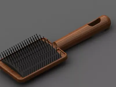 Comb 2 wooden brush Free 3D model