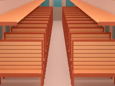 Cartoon Old Train Interior 3D model