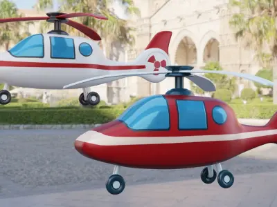 Cartoon Helicopter Low-poly 3D model order