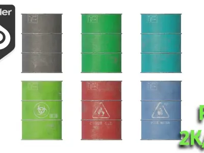 Barrels Pack pbr Low-poly 3D model purchase