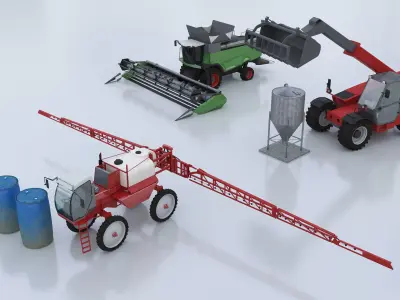 20 types of agricultural machinery 3D model