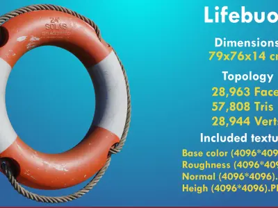 Lifebuoy 3D model life preserver 3D model