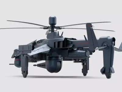 Futuristic Attack Drone Helicopter   3D model