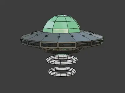 Low Poly UFO spaceship with rings Free low-poly 3D model