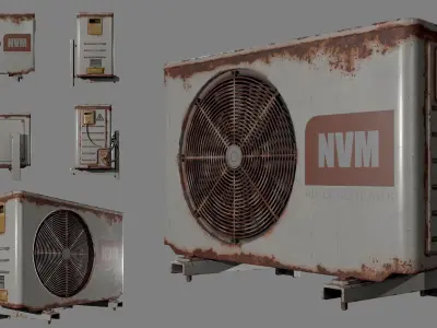 Air Conditioner Unit Rusty Low-poly 3D model
