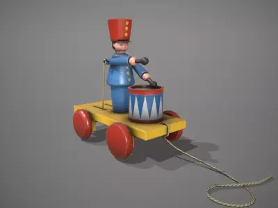 Blue Drummer Boy Toy Low-poly 3D model