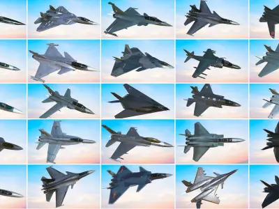 Pack 24 3DModel Aircraft Low-poly 3D model