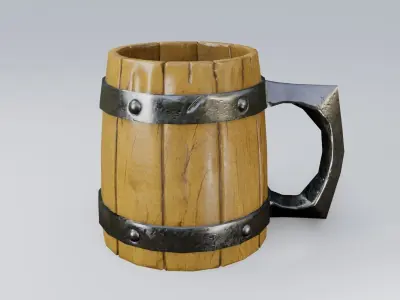 Medieval beer mug Low-poly 3D model