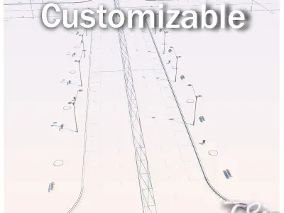 CITY STREET CUSTOMIZABLE 3D model