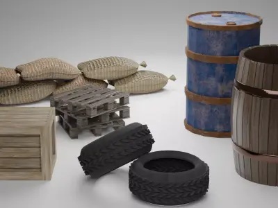 PBR Industrial Barrels Pack 3D model