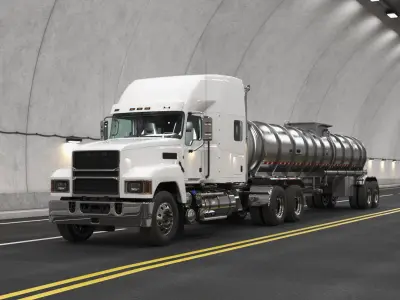 2025 Highway Truck and Tanker Trailer 3D model