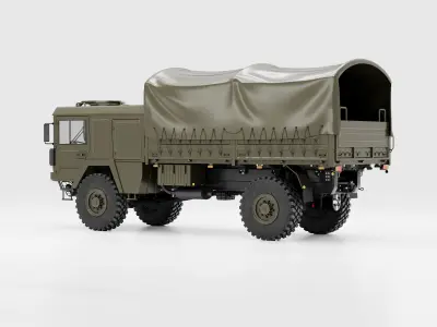 MAN KAT1 Rheinmetall 4x4 Flat Bed - Tent 3D model