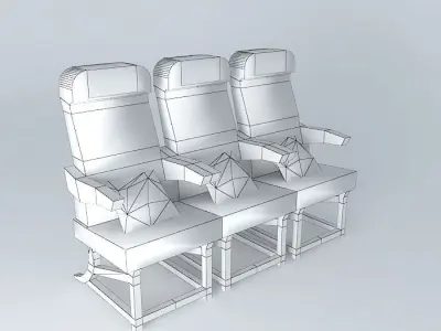 Economy Class Airplane Seats Free 3D model
