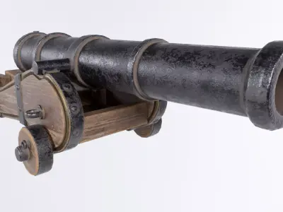 Pirate Ship Cannon Low-poly 3D model