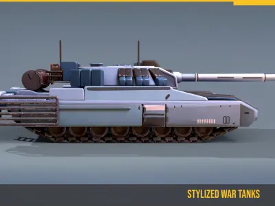 Stylized Tank T80U Low-poly 3D model