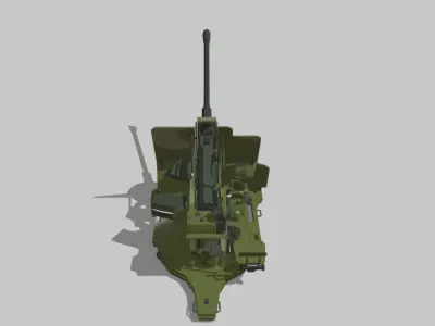 flak38 military machine gun Low-poly 3D model