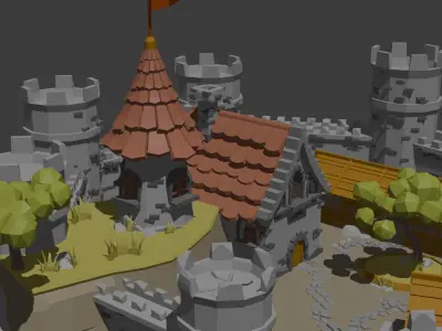 Low Poly Medieval Castle  Free low-poly 3D model