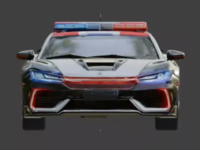 Futuristic Sci-Fi Interceptor Police Supercar 3D Model Low-poly 3D model