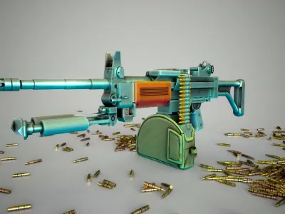 Funny Stylized Negev Machine Gun Low-poly 3D model