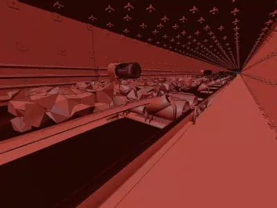 Mine tunnel - inside the coal conveyor belt 3D model