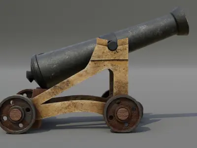 Cannon Low-poly 3D model 11