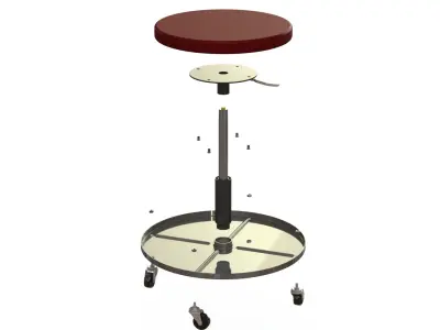 Pneumatic Adjustable Roller Seat for Mechanics 3D model