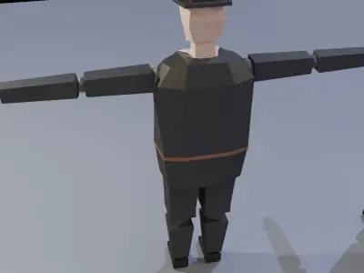 Low poly Agent man in suit and top hat Free low-poly 3D model