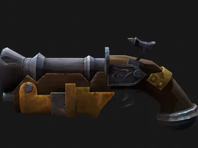 Stylized Hand painted Gun Lowpoly 3d model Low-poly 3D model