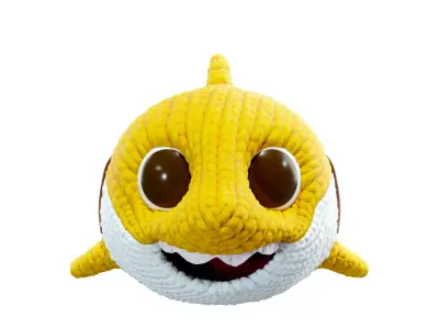 Knitted doll baby shark 3D model