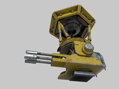 machine gun Low-poly 3D model 4