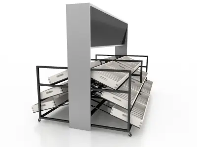 Shelf 3D model 8 display with shelves and blackboard 3D model