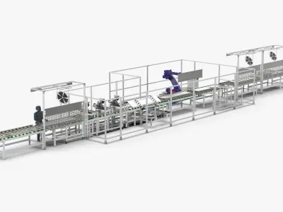 Automatic Elevator Door Panel Assembly Line 3D model