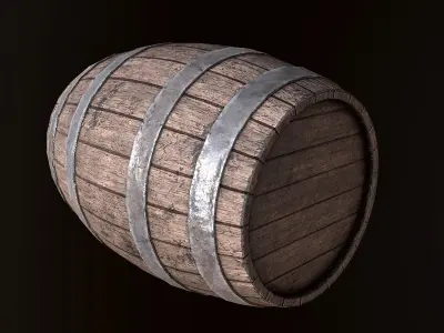 Wine Barrel Cask - PBR Game Ready Low-poly 3D model
