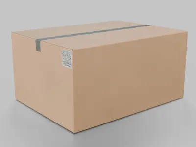 Rectangular Cardboard Box - Rigged and Fully Customizable Low-poly 3D model