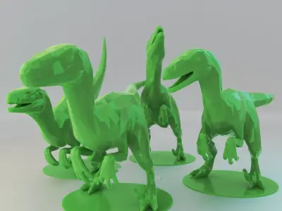 Low Poly Raptors Pack Free 3D print model