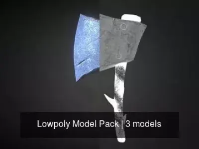 Lowpoly Model Pack house with garbage can