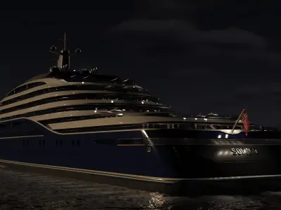 Somnio Superyacht Night Scene 3D model