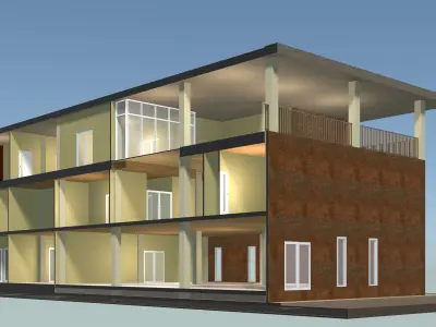 Home office in section cut 25-05 3D model