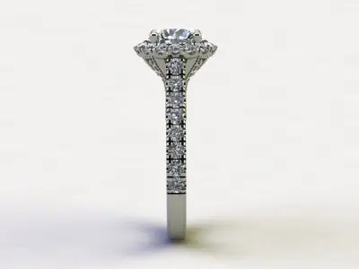 10011 diamond engagement ring with halo setting 3D print model