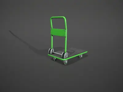 Folding Platform Truck Trolley - Green Low-poly 3D model