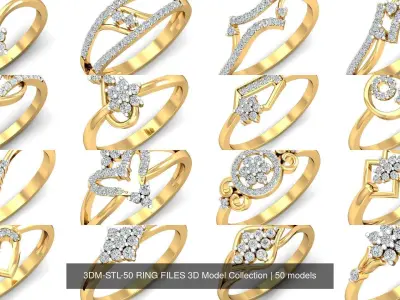 3DM-STL-RENDERS 50 RING FILES 3D Model Pack