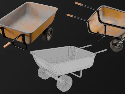Wheelbarrow Pack Low-poly 3D model