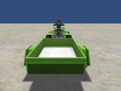 LowPolyQuadBikeWithTrailerandRider-6 atv with trailer Low-poly 3D model