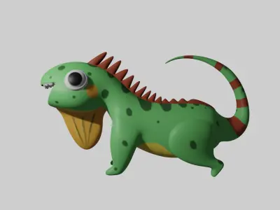 Hand Painted Iguana Free 3D model