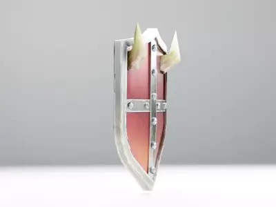Stylized Crimson Crusader Kite Shield Low-poly 3D model