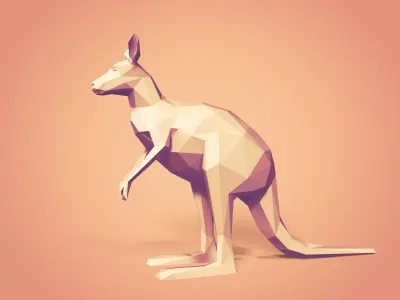 Low Poly Cartoon Kangaroo Low-poly 3D model