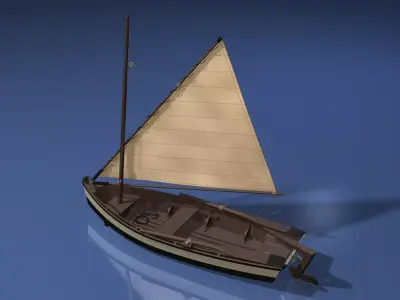 Wooden Sailboat Scale Model 3D model