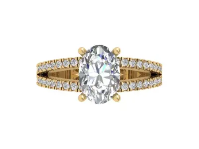 Oval Solitaire Ring 3D print model 17