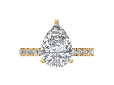 Pear SolitaireArt Deco Ring 3D print model order